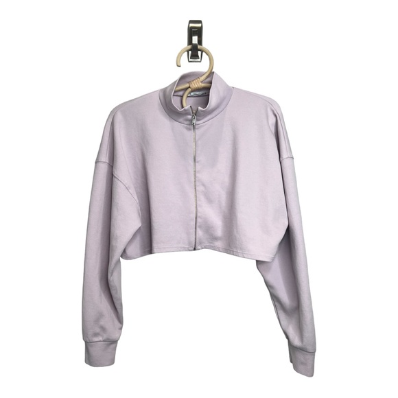 Zara Outerwear Lavender Cropped Full Zipper Front Sweatshirt Size Small - Picture 6 of 13
